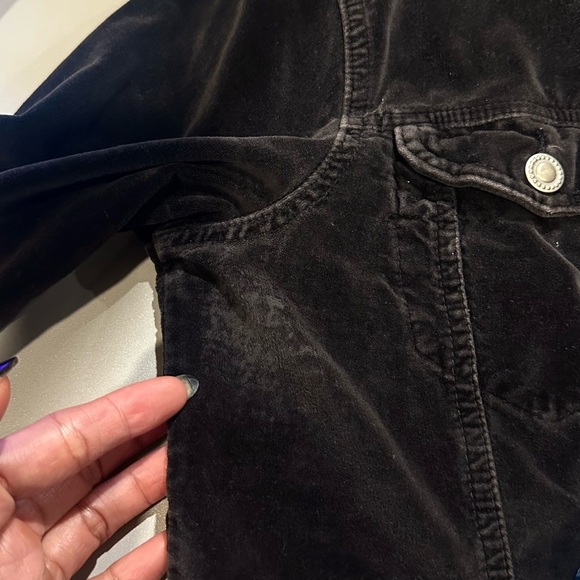 VINTAGE Y2K CASUAL BLACK COTTON VELVET JACKET SIZE-L, fits smaller like a M - Picture 8 of 9
